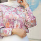 Rose Floral Buttoned Satin Blouse