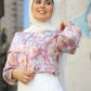 Rose Floral Buttoned Satin Blouse