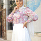 Rose Floral Buttoned Satin Blouse