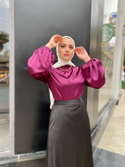 Black Silk Satin Skirt