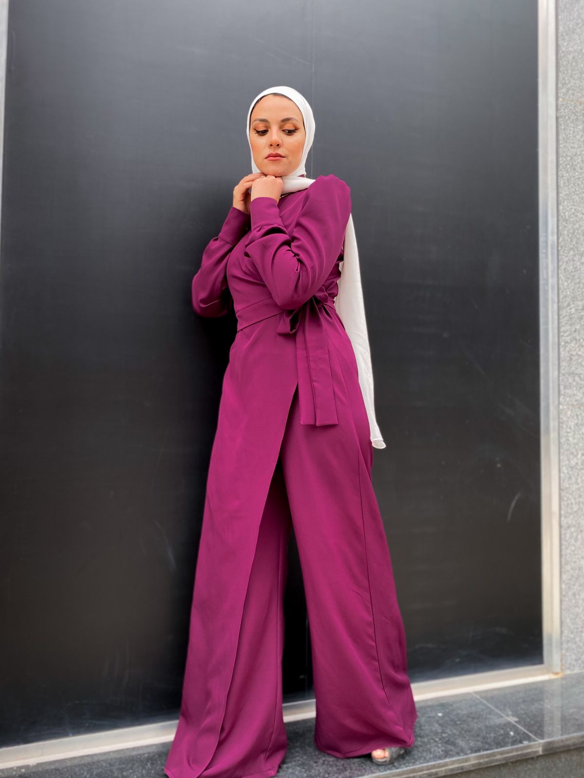 Magenta Classic Wrap Jumpsuit