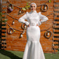 Off-white Mermaid Satin Soiree Dress