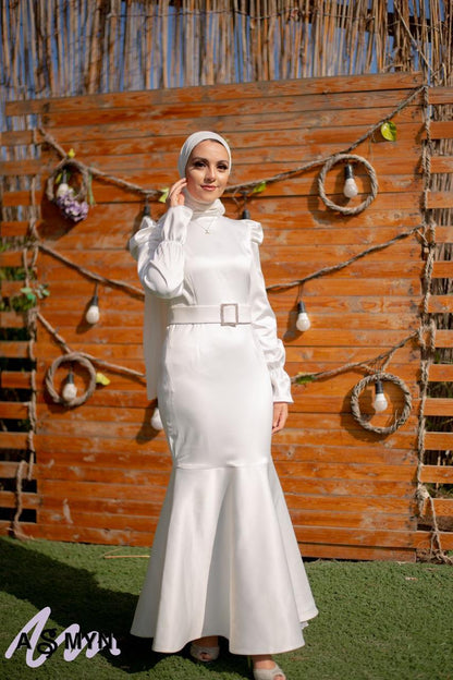 Off-white Mermaid Satin Soiree Dress