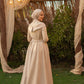 Beige Satin Soiree Dress