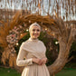 Beige Satin Soiree Dress