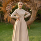 Beige Satin Soiree Dress