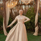 Beige Satin Soiree Dress