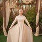 Beige Satin Soiree Dress