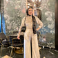 Beige Velvet Classic Cross-Wrap Jumpsuit