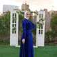Dark Blue Velvet Soiree Dress