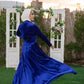 Dark Blue Velvet Soiree Dress