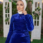 Dark Blue Velvet Soiree Dress