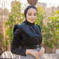 Black Velvet Blouse with Separate Belt