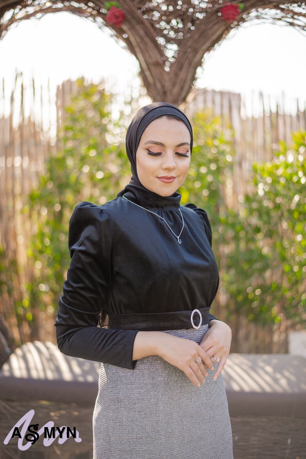 Black Velvet Blouse with Separate Belt