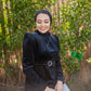 Black Velvet Blouse with Separate Belt
