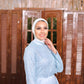 Baby-blue Embroidered Satin Soiree Dress with Extension