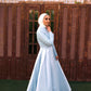 Baby-blue Embroidered Satin Soiree Dress with Extension