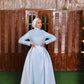 Baby-blue Embroidered Satin Soiree Dress with Extension