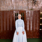 Baby-blue Embroidered Satin Soiree Dress with Extension