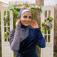 Navy Blue Velvet Wrap Soiree Dress