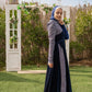 Navy Blue Velvet Wrap Soiree Dress
