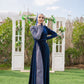 Navy Blue Velvet Wrap Soiree Dress