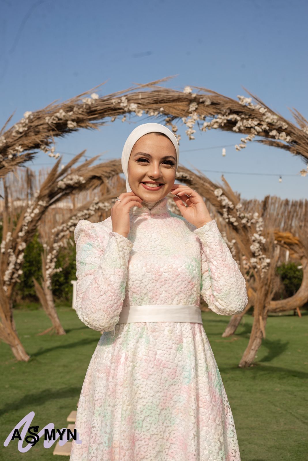 Pastel-Colored Embroidered Soiree Dress