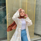 Off-white Patterned Linen Summer Kimono