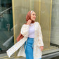 Off-white Patterned Linen Summer Kimono