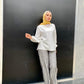 Gray Striped Linen Pants