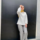 Gray Striped Linen Pants