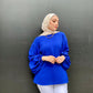 Blue Summer Blouse with Puffy Sleeves