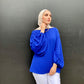 Blue Summer Blouse with Puffy Sleeves