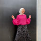 Hot-pink Summer Blouse with Puffy Sleeves