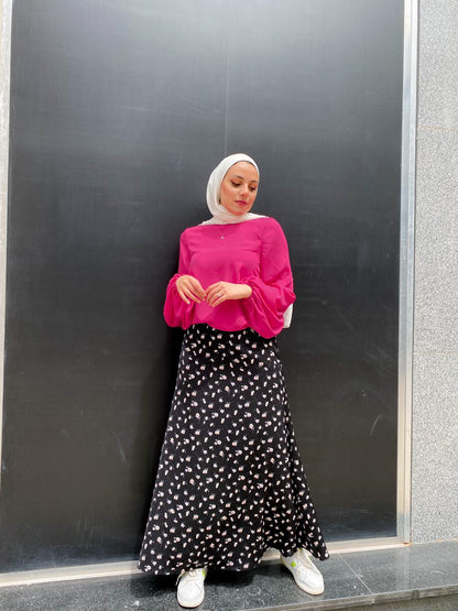 Floral Black Summer Skirt
