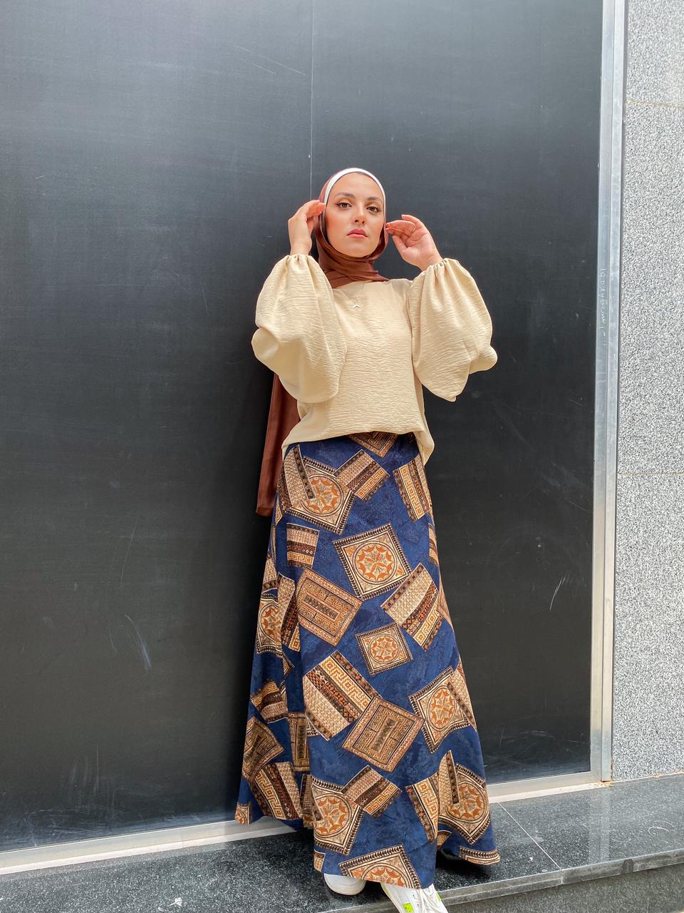 Patterned Navy-blue Summer Skirt