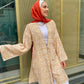 Beige Patterned Linen Summer Kimono