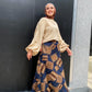 Beige Summer Blouse with Puffy Sleeves