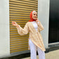 Beige Patterned Linen Summer Kimono