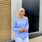 Baby-blue Striped Summer Blouse