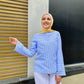 Baby-blue Striped Summer Blouse