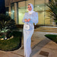 Shiny Baby-blue Wrap Soiree Dress