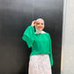 Green Summer Blouse with Puffy Sleeves
