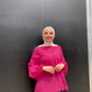 Hot-pink Summer Blouse with Puffy Sleeves