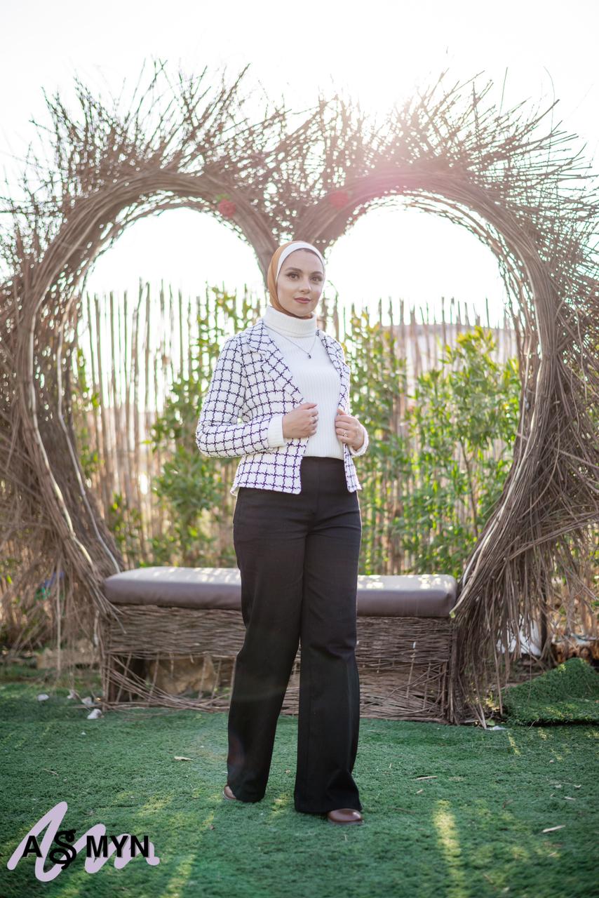 White Patterned Short Winter Blazer