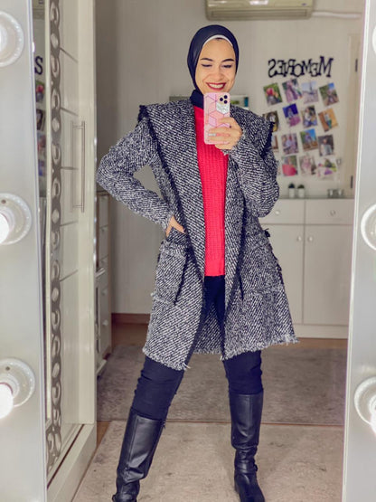 Gray Wool Winter Cardigan