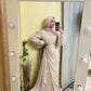 Champagne Soiree Chiffon Satin Dress