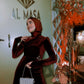 Maroon Velvet Soiree Dress