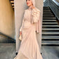 Champagne Soiree Chiffon Satin Dress