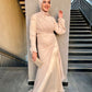 Champagne Soiree Chiffon Satin Dress